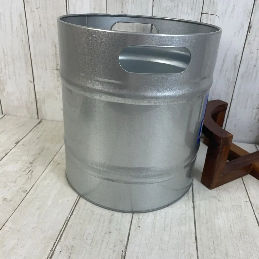 Bud Light Beer Ice Holder Metal Bucket Pony Keg W/ Wooden Stand - Rare!